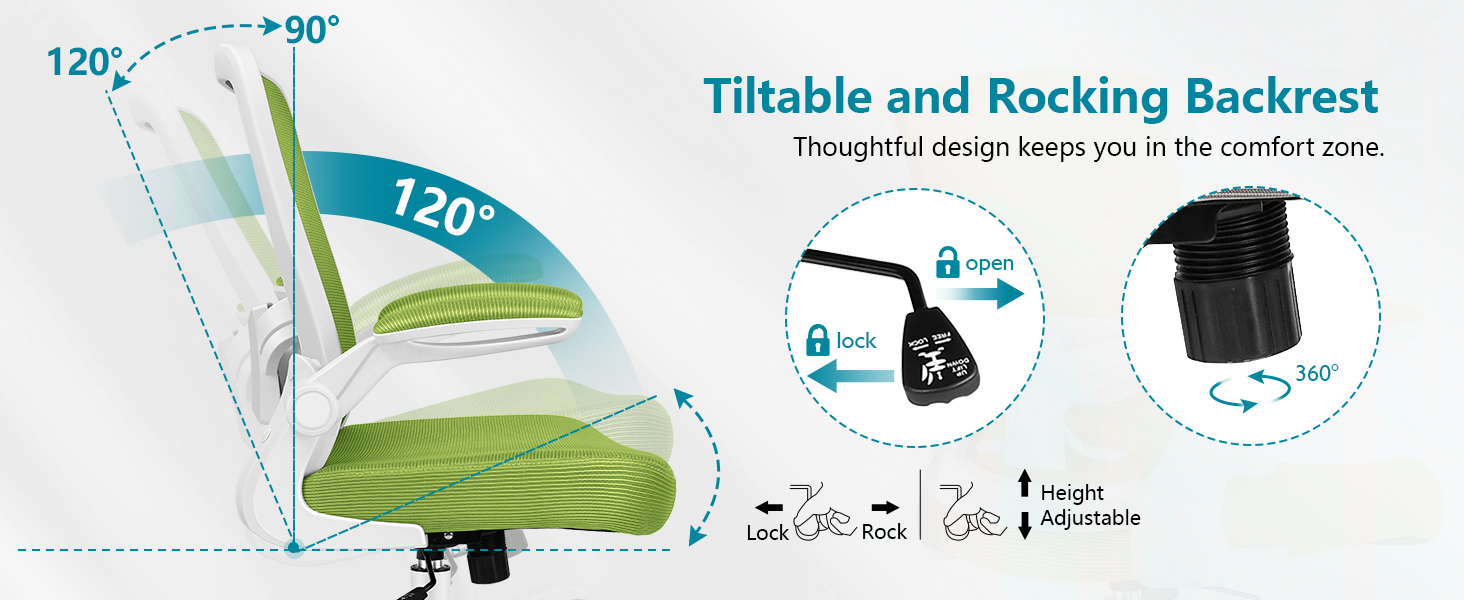 tiltable and rocking backrest