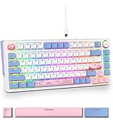 Guffercty kred 75% Percent Gaming Keyboard Hot-Swappable with Side Light Strip, 82 Keys Wired Mec...
