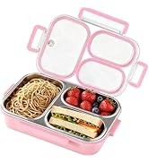 Eechen Charm Stainless Steel Bento Box with Leak-Proof Lid, 3 Compartment Lunch Box for Kids &amp; Ad...