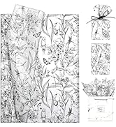 LIAPAWPAW 60 Sheets Floral Bird Tissue Paper Bulk, Vintage Black &amp; White Flower Tissue Paper for ...