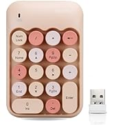 Lomiluskr Wireless Numeric Keypad with 2.4G USB Receiver, Cute Colorful Round Keycaps, Portable F...