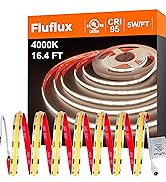 FluFlux Candlelight COB LED Strip Lights 2400K, 5W/FT, 32.8FT 24V LED Tape Light with 3M VHB Backing