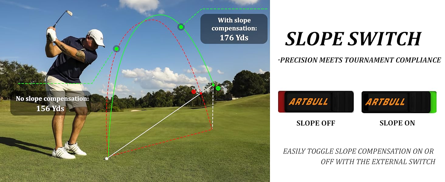 External slope switch allows easy on/off for tournament-legal use
