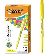 BIC Brite Liner Highlighters, Chisel Tip, 12-Count Pack of Yellow Highlighters, Ideal Highlighter...