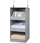 TOPIA HOME 3-Shelf Hanging Closet Organizer, Thickened Fabric Hanging Closet Shelves, Closet Orga...