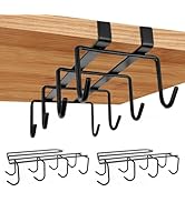 Mug Holder Under Cabinet,2pcs Coffee Mug Organizer for Kitchen,Fit for 1 Inch Thickness Shelf or ...