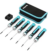 DuraTech 6-Piece Ratcheting Screwdriver Set, Precision Screwdrivers with Pouch, Phillips, Slotted...