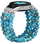 Newlibery Natural Stone Bracelet Beaded Band Women 20mm Compatible with Samsung Galaxy Watch 7/6/...