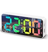 Digital Alarm Clocks for Bedrooms, Dimmable Three Alarm 12/24Hr and Snooze, Plug in LED Digital C...