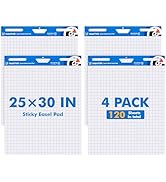 maxtek Grid Sticky Easel Pad 25"x30", Large Flip Chart Paper with 4 Packs of 30 Sheets/Pad, Upgra...