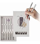 BALWOO Korean Flat Chopsticks [5 Sets][Made in Korea] 304 Premium Stainless Steel Chopsticks, Reu...