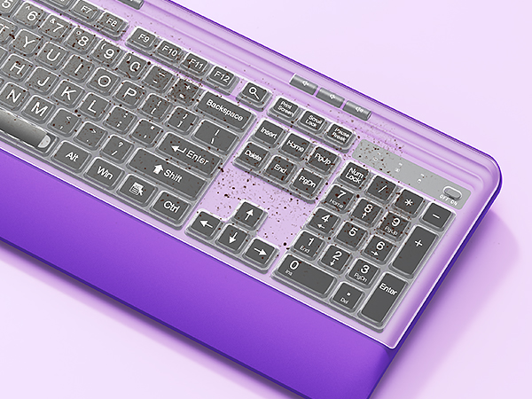 wireless purple keyboard with large print cover