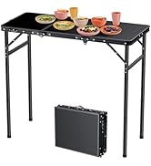 FUNYKICH 3ft Camping Folding Table with 3 Height(35.4'' Lx15.7'' W), Max Height 29.4'' Portable S...