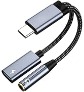 AWINLI USB C to 3.5mm Headphone and Charger Adapter,2-in-1 Type C to Aux Audio Jack and Fast Char...