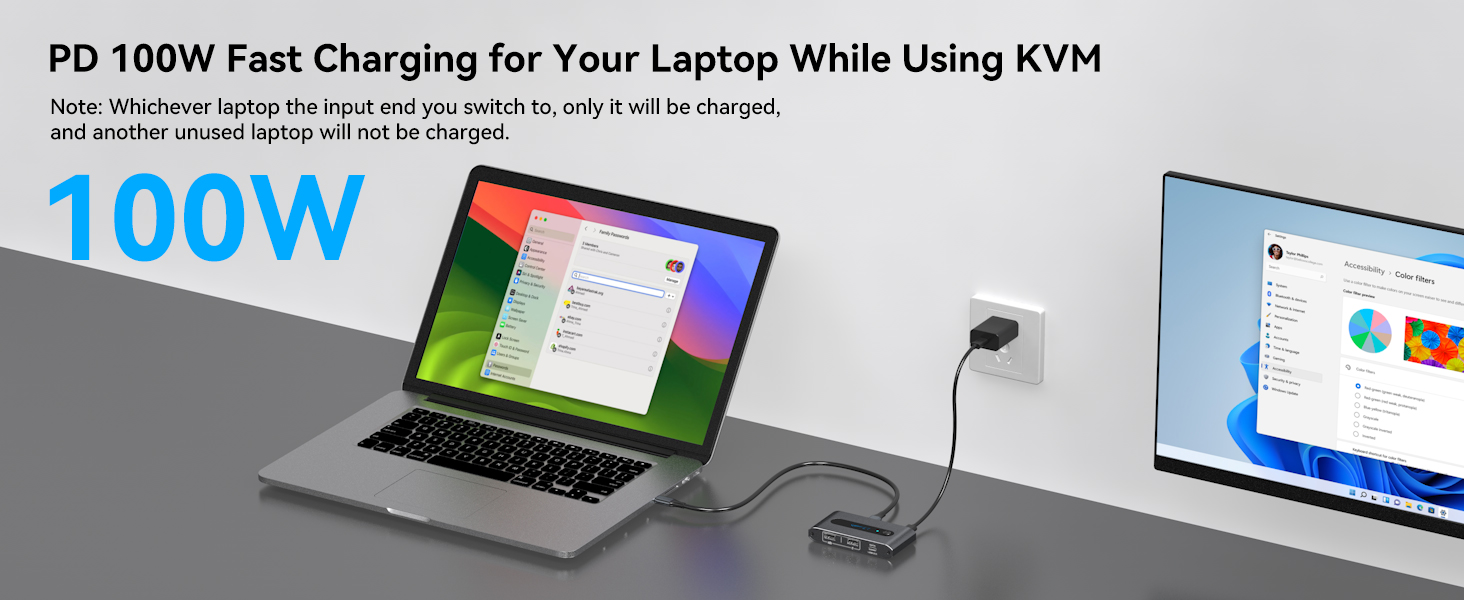 PD 10ow Fast Charging for Your Laptop While Using KVM