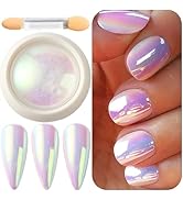 Holographic Unicorn Chrome Nail Powder, Aurora Rainbow Neon Nail Pigment Mermaid Pearlescent Mirr...