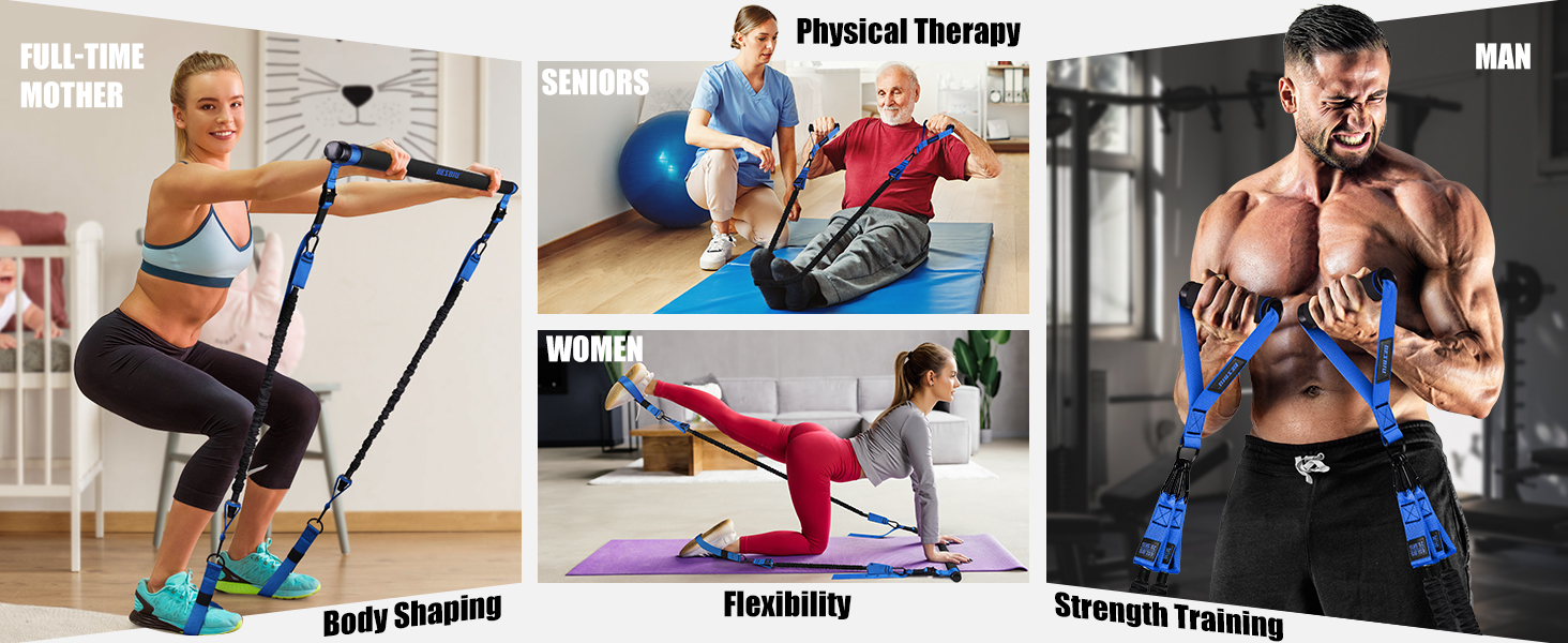 pilates bar kit with resistance bands