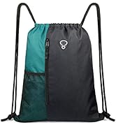 Drawstring Backpack Sports Gym Bag for Women Men Children Large Size with Zipper and Water Bottle...