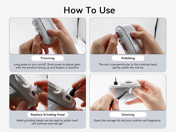 3 in 1 Electric Nail Clipper Rechargeable Nail Trimmer Polisher