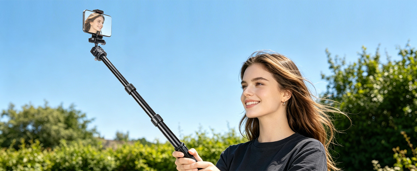 Koolehaoda Mini Tripod for Camera, 3-in-1 Selfie Stick Tripod with Extension Pole &amp;amp; Phone Holder