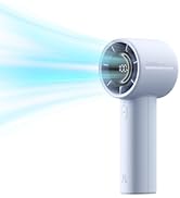 JISULIFE Handheld Turbo Fan, 5000mAh Rechargeable Portable Fans,Up to 28 Hours Cooling,5 Speed St...