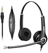 Computer Headset with Microphone Noise Cancelling, 3.5mm Cell Phone Headsets for iPhone Samsung L...