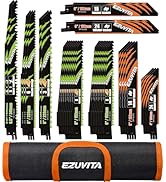 EZUVITA 36-Piece Reciprocating Saw Blade Set with Organizer Pouch - Metal&amp;Wood Cutting, Pruning S...