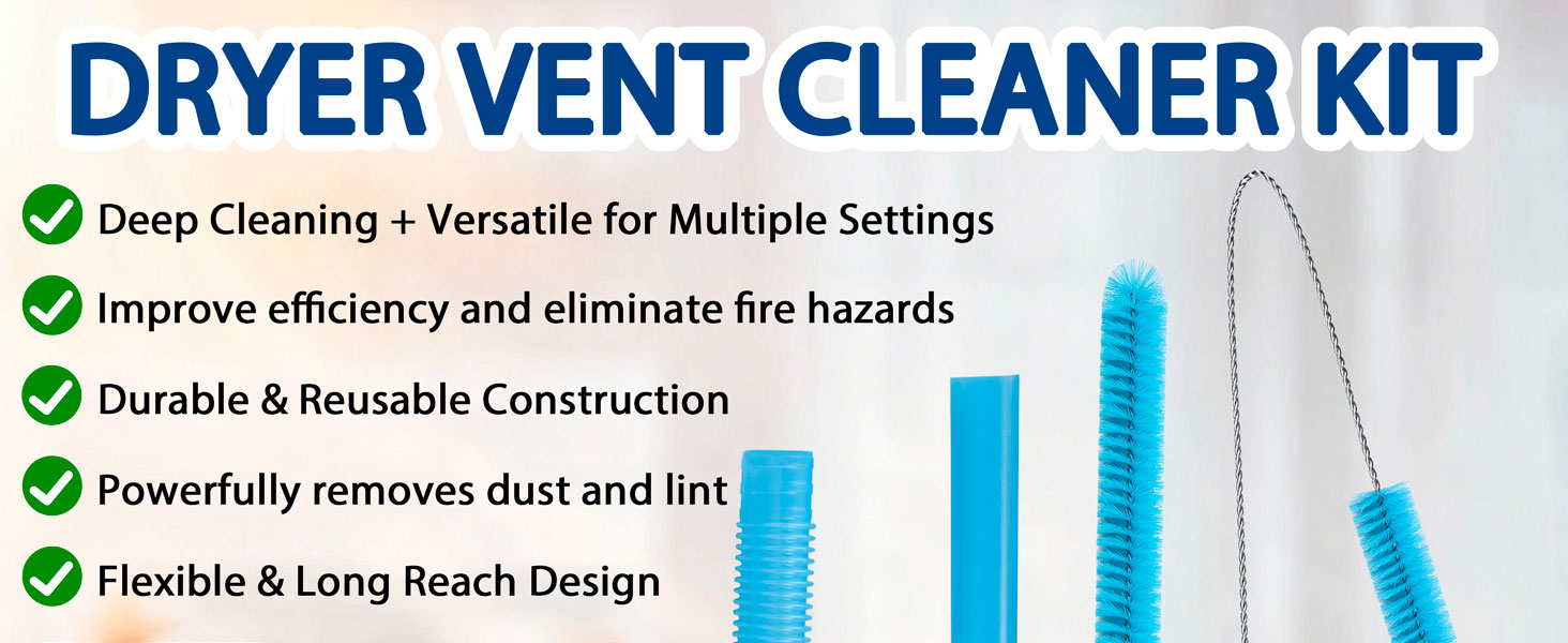 Dryer Vent Cleaner Kit, 5-Piece Professional Cleaning Kit with Flexible Dryer Vent Brush