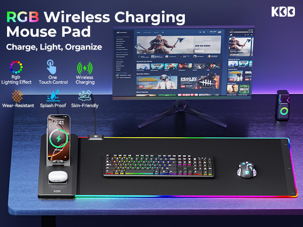 RGB wireless charging mouse pad