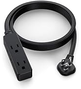Flat Plug Extension Cord with 3 Outlets - 6Ft Low Profile Indoor 3 Prong Grounded Power Strip for...