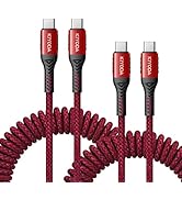 USB C to C Cable 3FT, 2Pack Coiled USB C Cable for Car 66W USB-C Fast Charging Cord Braided USB C...