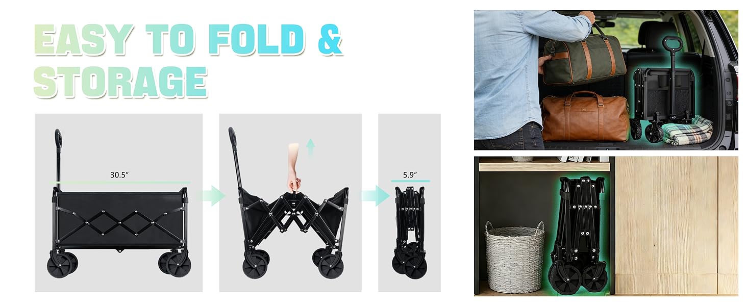 Collapsible Wagon Cart with Wheels Foldable