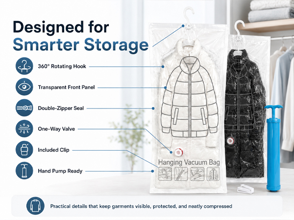 Hanging Vacuum Storage Seal Clear Bags