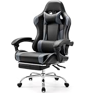 Sweetcrispy Gaming Desk Chair - Ergonomic Lumbar Support Computer with Footrest, Comfy PU Leather...