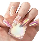 MelodySusie Unicorn Chrome Nail Powder,Ice Transparent Aurora,Mirror Effect,Color Changing Pearle...