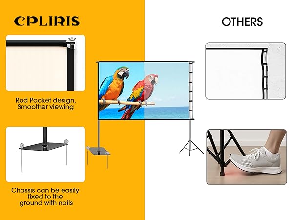 Outdoor Projector Screen with Stand 120 inch for Home Theater and Backyard Movie Night