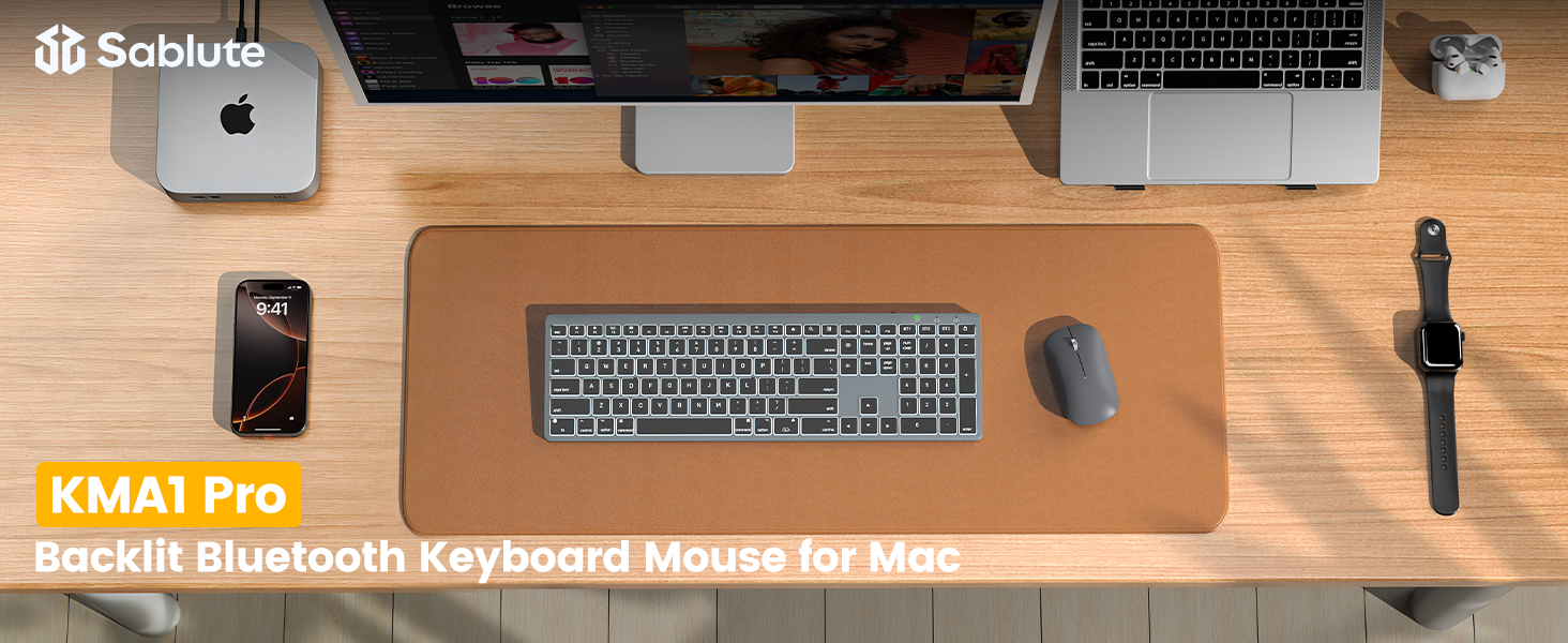 SABLUTE Wireless Backlit Bluetooth Keyboard and Mouse Combo