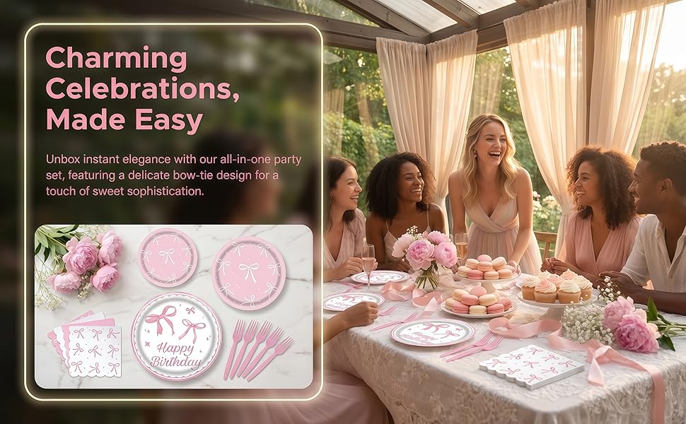 pink bow birthday decorations