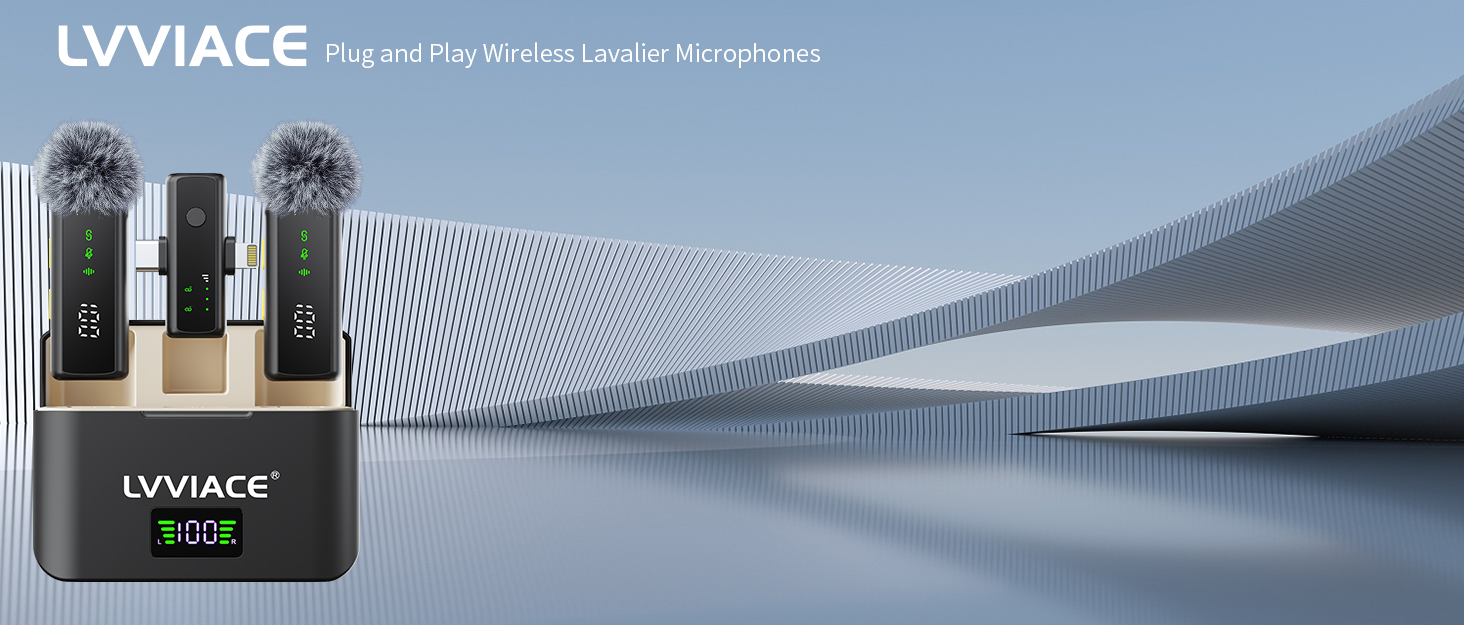 Text reads 'LVVIACE'. Product image showing black electronic devices against geometric pattern background in gray and white tones.