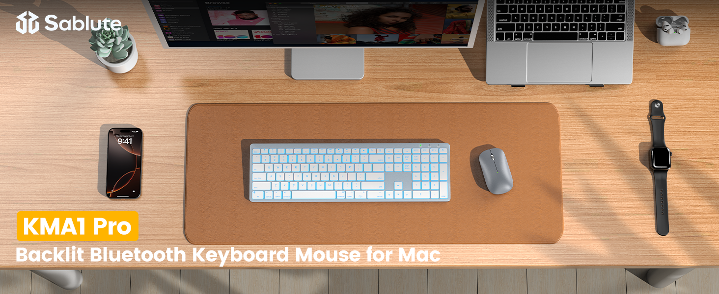 SABLUTE Wireless Backlit Bluetooth Keyboard and Mouse Combo