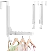 WLCSNG 2 Pack Over The Door Clothes Hanger Foldable Over The Door Hooks with 6-Groove,Rust-Resist...