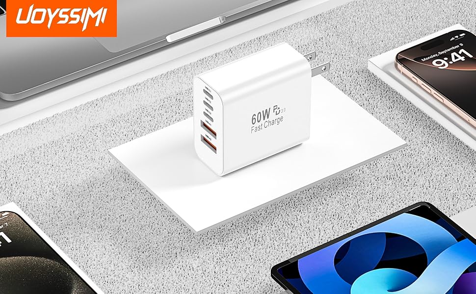 5 in 1 60W Charging Blocks, PD 3.0 25W Single Max Fast Charger