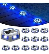 T-SUN Solar Driveway Lights Outdoor 12 Pack, Waterproof Deck Lights LED Blue Driveway Marker Ligh...