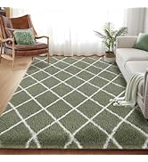 TOOHUB Rug Fluffy Rug for Bedroom, Super Soft Rug, Stripe Checkered Rug Anti-Skid High Pile for L...