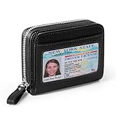 DELIRSTYIN Genuine Wallet Women RFID Blocking Card Holder, Small Leather Womens Wallet with Zippe...