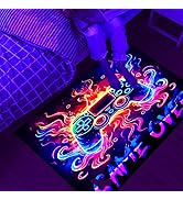 Manicer Neon Gaming Area Rug, Blacklight UV Reactive Game Controller Non-Slip Door Throw Rug Fluo...