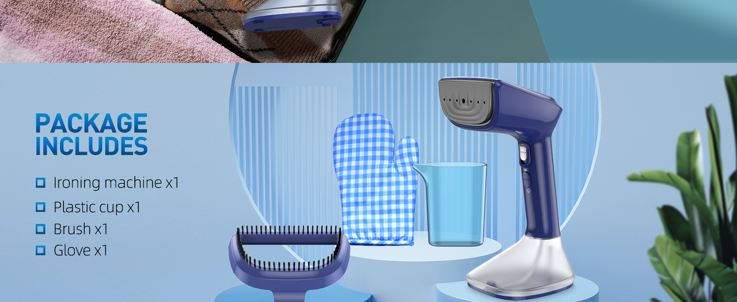 package includes:ironing machine plastci cup brush glove