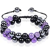 AUAUY Triple Protection Bracelet, Tiger Eye &amp; Obsidian &amp; Hematite Bracelet with Necklace and Evil...