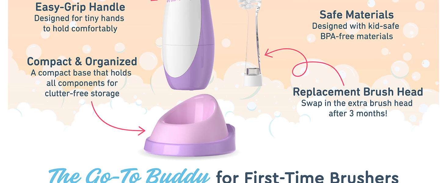 brusheez toddler toothbrush soft bristle kid safe beginners timer compact organized easy grip handle