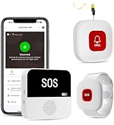 PILSAMAS WiFi Caregiver Page Wireless Call Button System - 1 Lanyard + 1 Wristband Emergency button
